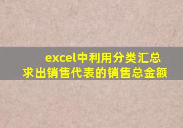 excel中利用分类汇总求出销售代表的销售总金额