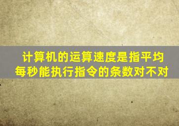 计算机的运算速度是指平均每秒能执行指令的条数对不对